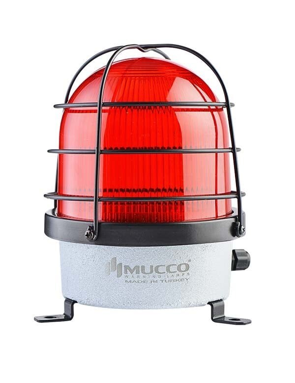 Buzzerlı Kafesli Çakar Döküm Tepe Lambası 12-24V AC/DC SNT-D12513-B-KFS Kırmızı