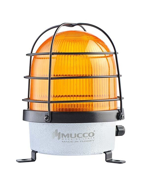 Buzzerlı Kafesli Çakar Döküm Tepe Lambası 12-24V AC/DC SNT-D12513-B-KFS Sarı