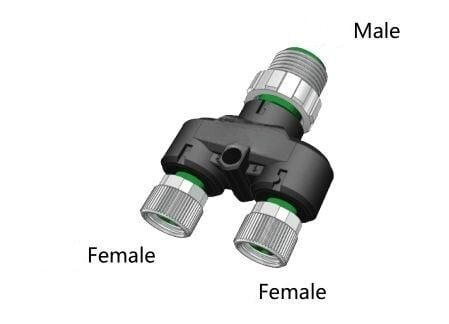 M12 4 Pin Erkek Giriş - M8 3 Pin Dişi 2 Adet Çıkış - Y-M12-M04/M8-2F03C