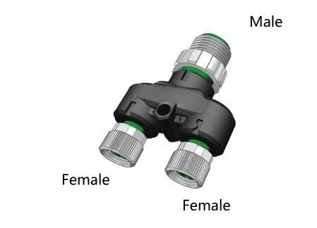 M12 4 Pin Erkek Giriş - M8 3 Pin Dişi 2 Adet Çıkış - Y-M12-M04/M8-2F03C