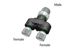 M12 4 Pin Erkek Giriş - M8 3 Pin Dişi 2 Adet Çıkış - Y-M12-M04/M8-2F03C