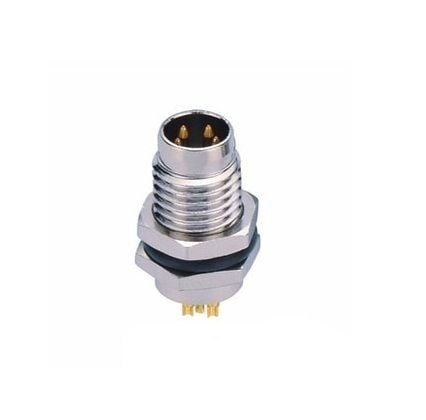 M8 4 Pin Erkek Arkadan Somunlu Konektör