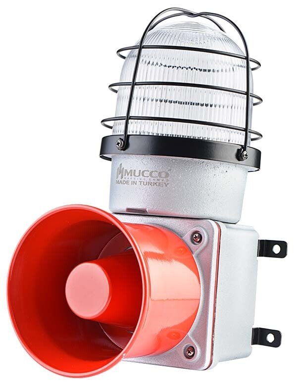 7 Sesli ışıklı Döküm Korna 85-260V DC SNT-E12522-D Beyaz