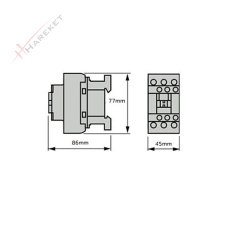 LC1D18M7 18A (7,5 KW) 220VAC Bobinli Trifaze Güç Kontaktörü