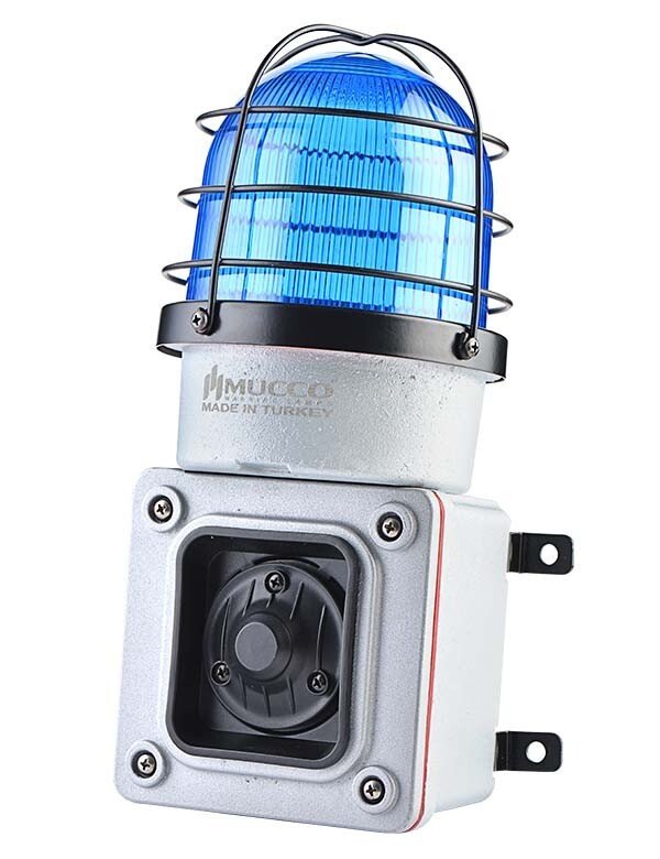 7 Sesli ışıklı Döküm Korna 12-30V DC SNT-ES12513-D Mavi