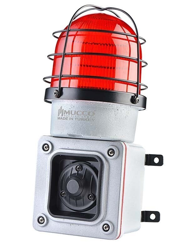 7 Sesli ışıklı Döküm Korna 85-260V DC SNT-ES12522-D Kırmızı