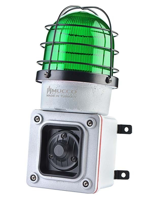 7 Sesli ışıklı Döküm Korna 85-260V DC SNT-ES12522-D Yeşil