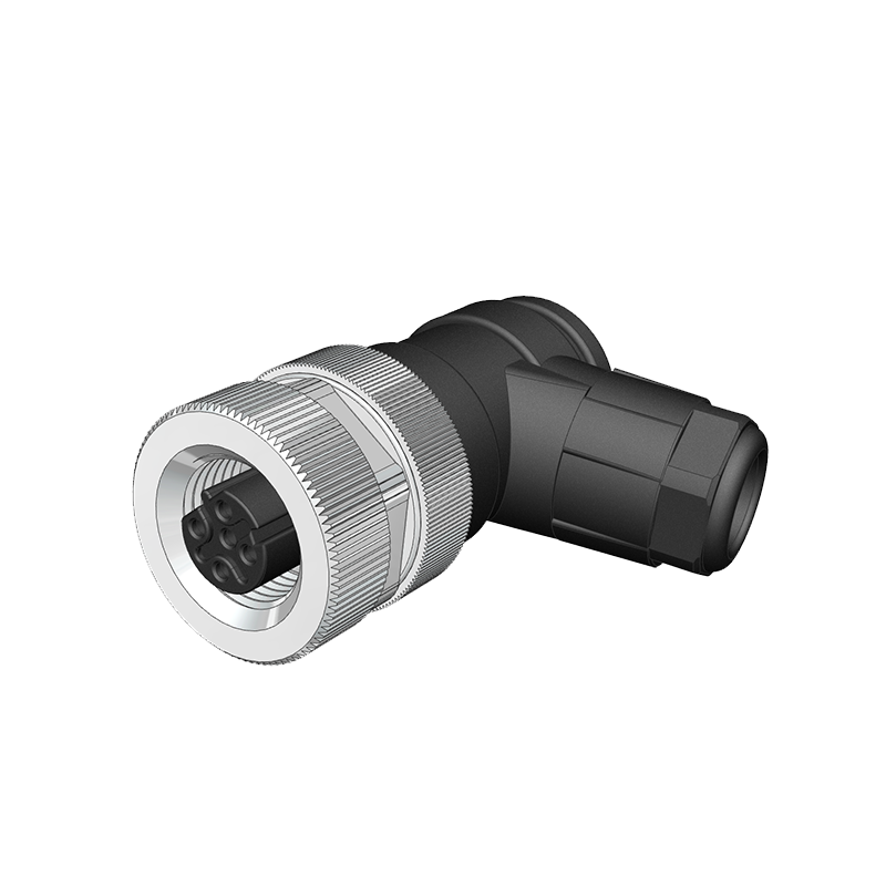 M12 D Code 5 Pin Dişi Açılı 90° Konnektör - Velledq M12-DF05S