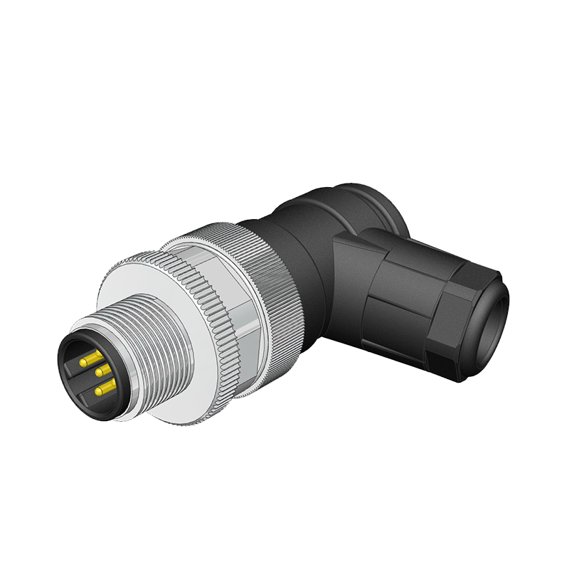 M12 B Code 5 Pin Erkek Açılı 90° Konnektör - Velledq M12-BM05S