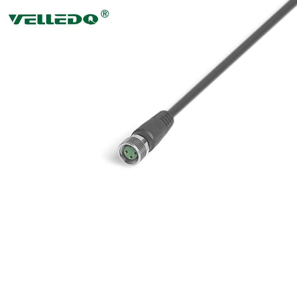 M8 3 Pin Dişi Düz 5 Mt. Kablolu Konnektör - Sensör Kablosu Velledq M8-F03T-5.0PVC/BK
