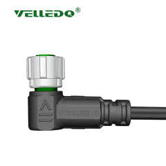 M8 4 Pin Dişi 90° Açılı 5 Mt. Kablolu Konnektör - Sensör Kablosu Velledq M8-F04S-5.0PVC/BK