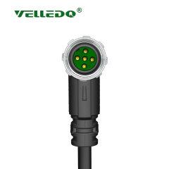 M12 5 Pin Dişi 90° Açılı 5 Mt. Kablolu Konnektör - Sensör Kablosu Velledq M12-F05T-5.0PVC/BK