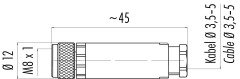 M8 3 Pinli Dişi Konnektör, Binder 99340010003