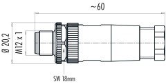 M12 8 Pinli Erkek Konnektör, Binder 99 0487 12 08