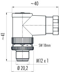 M12 4 Pinli Erkek Açılı Konnektör, Binder