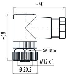 M12 4 Pinli Dişi Açılı Konnektör, Binder 99 0430 24 04