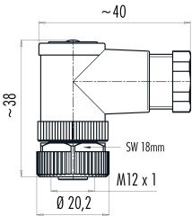 M12 5 Pinli Dişi Açılı Konnektör, Binder