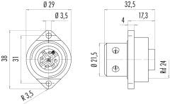 09 4224 00 04 Binder IP67 4 Pin Dişi Şase Konnektör