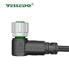 M12 5 Pin Dişi 90° Açılı 10 Mt. Kablolu Konnektör - Sensör Kablosu Velledq M12-F05S-10.0PVC/BK