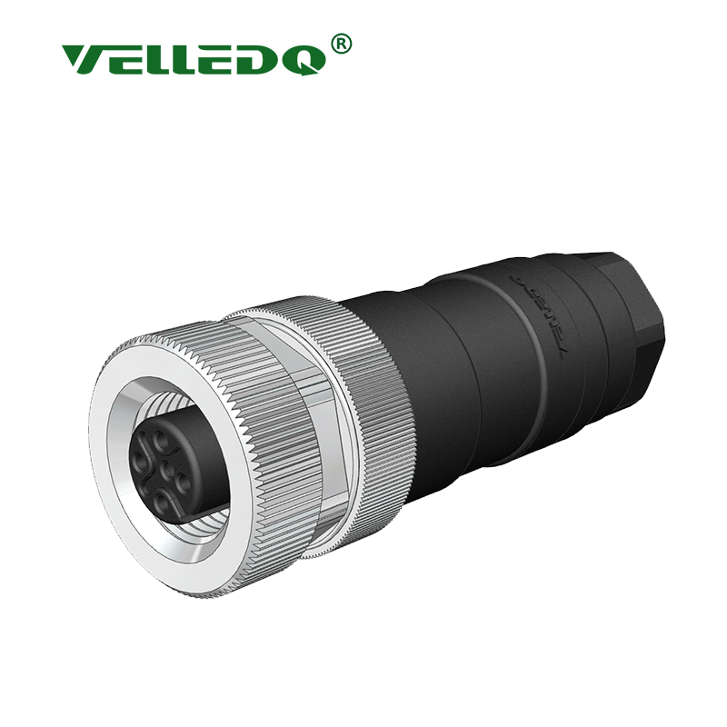 M12-F03T - M12 3 Pin Dişi Düz Konnektör - Velledq