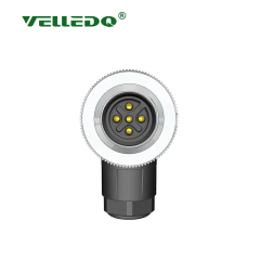 M12-F05S - M12 5 Pin Dişi Açılı Konnektör 90 Derece - Velledq
