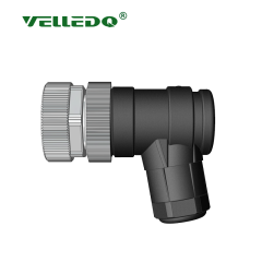 M12-F05S - M12 5 Pin Dişi Açılı Konnektör 90 Derece - Velledq