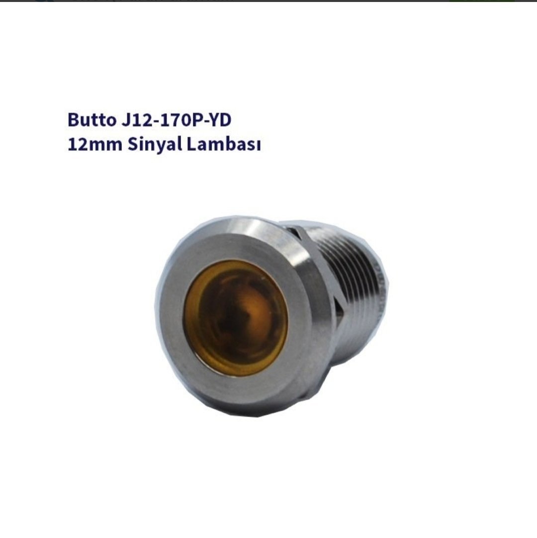 12mm Yassı Kafalı Sinyal Lambası Sarı J12-170P-YD