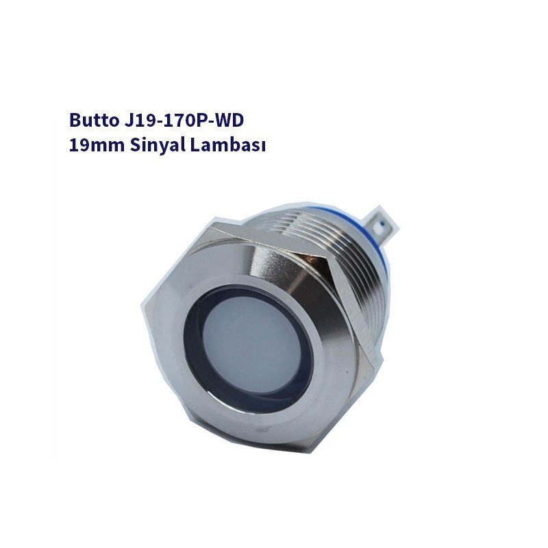 19mm Yassı Kafalı Sinyal Lambası Beyaz J19-170P-WD