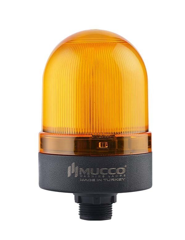 Sabit Buzzer Somun Bağlantılı Tepe Lambası 220V AC SNT-S725-SB Sarı