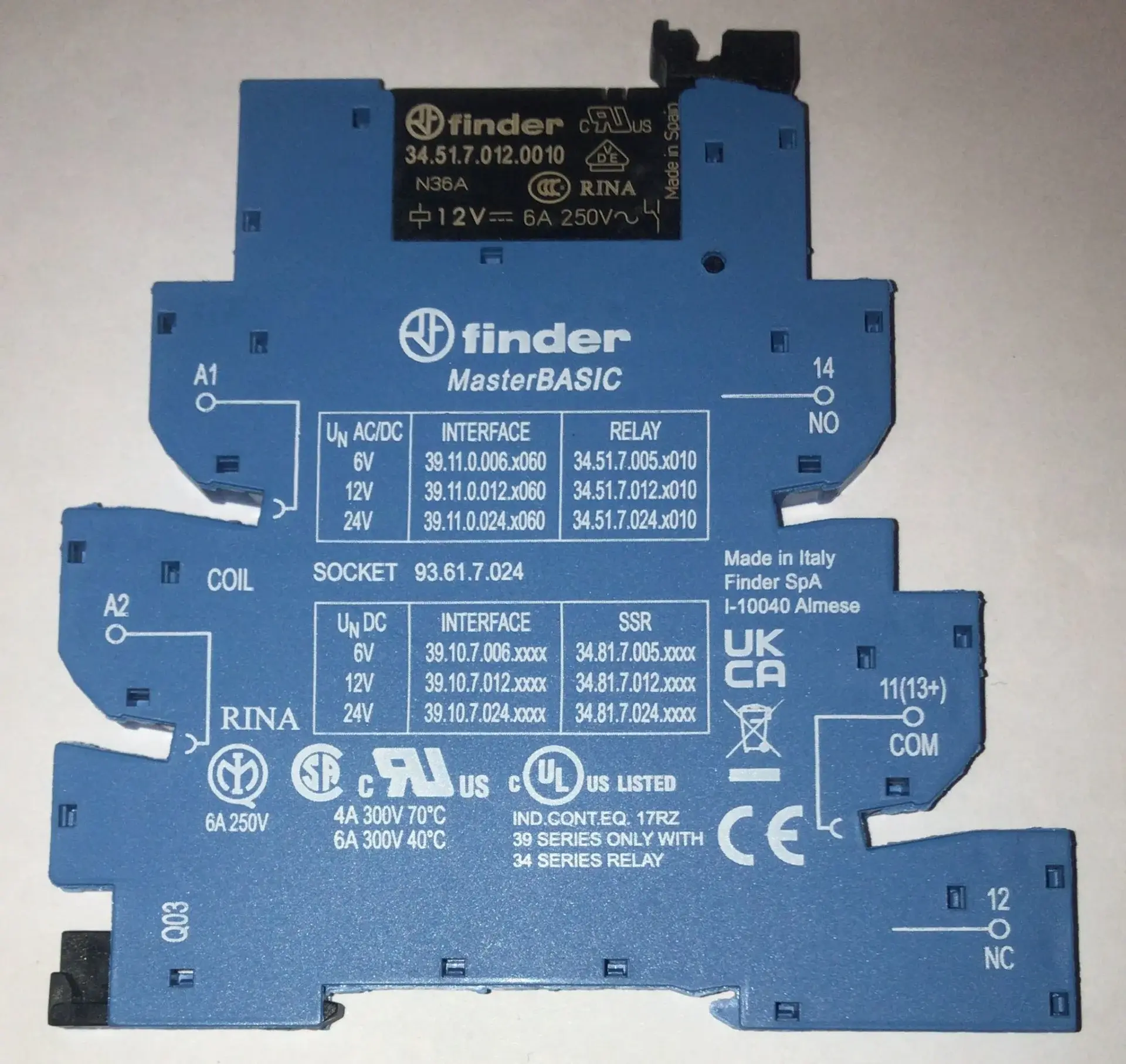 Finder F.39.11.7.012.0060-12V DC SLİM RÖLE TAKIM