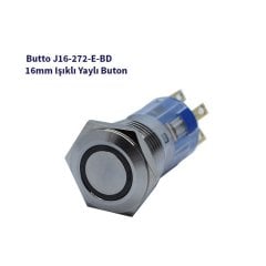16 mm Led Işıklı DÜZ Kafa YAYLI Buton MAVİ J16-272-E-BD