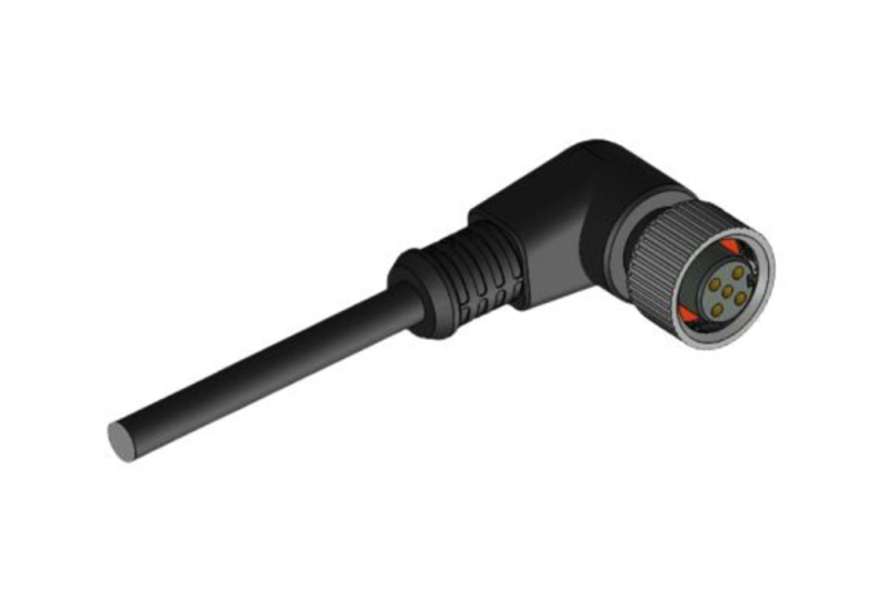 M12 5 Pin Dişi 90° Açılı 10 Mt. PUR Kablolu Konnektör - Sensör Kablosu M12-F05S-10.0PUR/BK