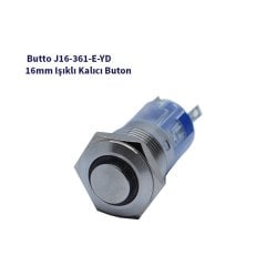 16 mm Led Işıklı ÇIKIK Kafa KALICI Buton SARI J16-361-E-YD