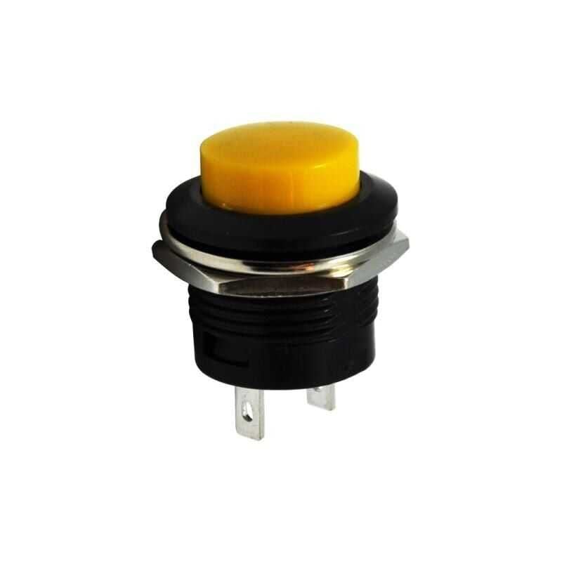16mm Yaylı Sarı Push Buton – Anlık Basmalı Buton | R13-507 | Hareket Otomasyon
