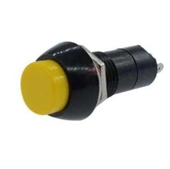 12mm Yaylı Sarı Push Buton – Anlık Basmalı Buton | PBS-11B | Hareket Otomasyon