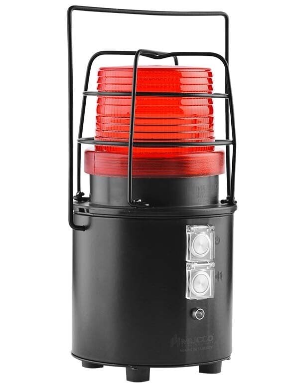 Şarjlı Tepe Lambası Üniv. Buuzer Aküden Besleme SNT-915-SRB Kırmızı