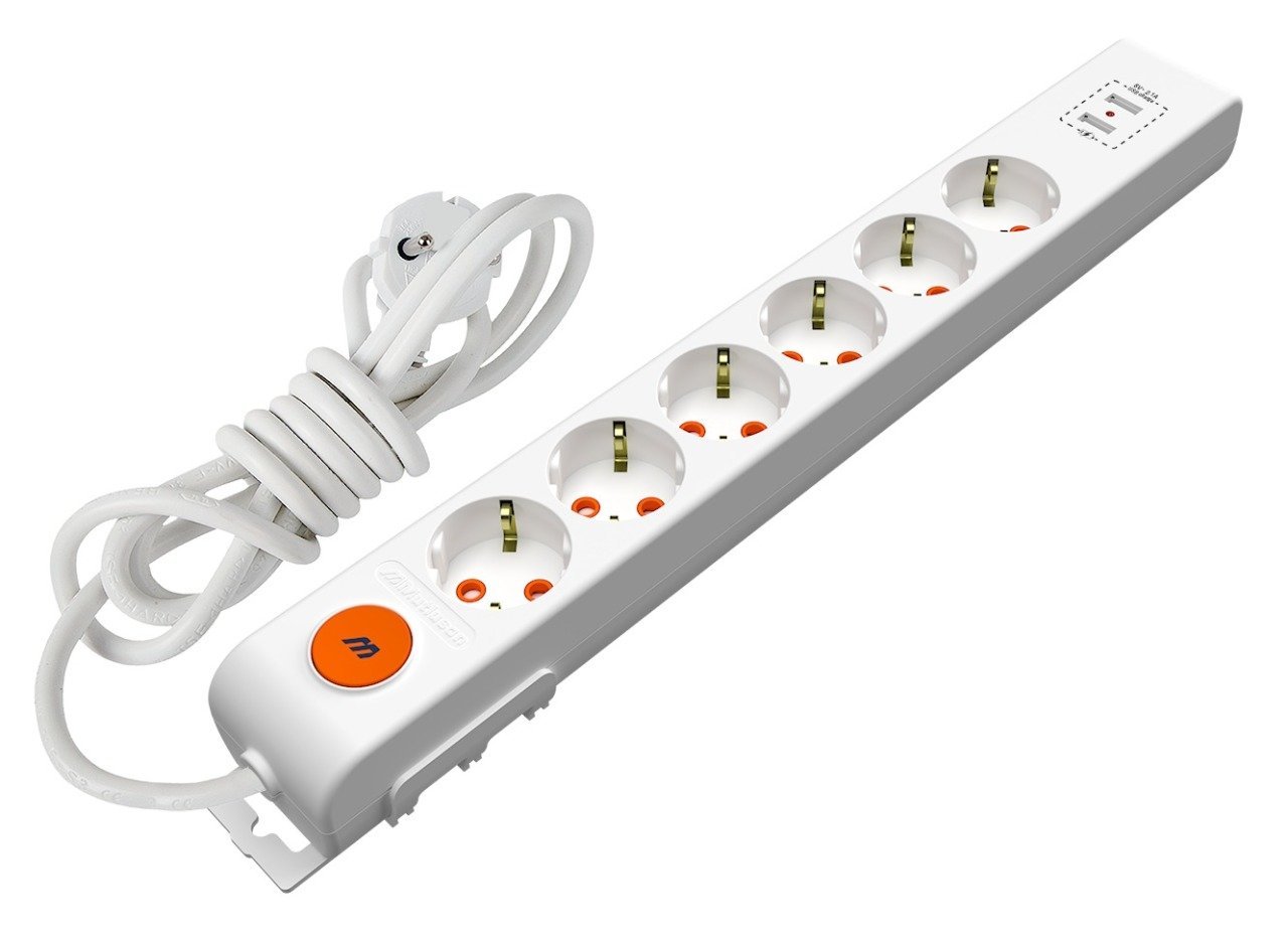 Altılı USB Anahtarlı Topraklı Grup Priz Çocuk Korumalı 3 Metre Kablolu