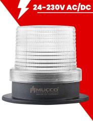Ø 90 Çap Buzzer Kafesli Maksi Volt Tepe Lambası 24-90V DC 24-60V AC SNT-912-B-KFS Beyaz