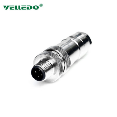 M12P-M04T - M12 4 Pin Erkek Düz Metal Konnektör - Velledq