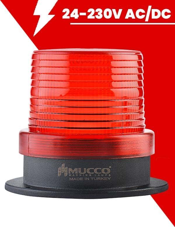 Ø 100 Çap Kafesli Maksi Volt Tepe Lambası 24-230V AC/DC SNT-112-KFS Kırmızı