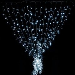 2X2 Metre Dış Mekan Perde Beyaz Saçaklı Led Işıklar