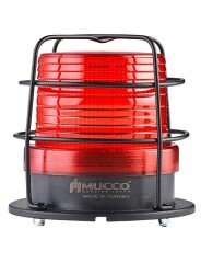 5 Mod Universal Buzzer Kafesli Tepe Lambası 85-260V AC/DC SNT-925-B-KFS Kırmızı