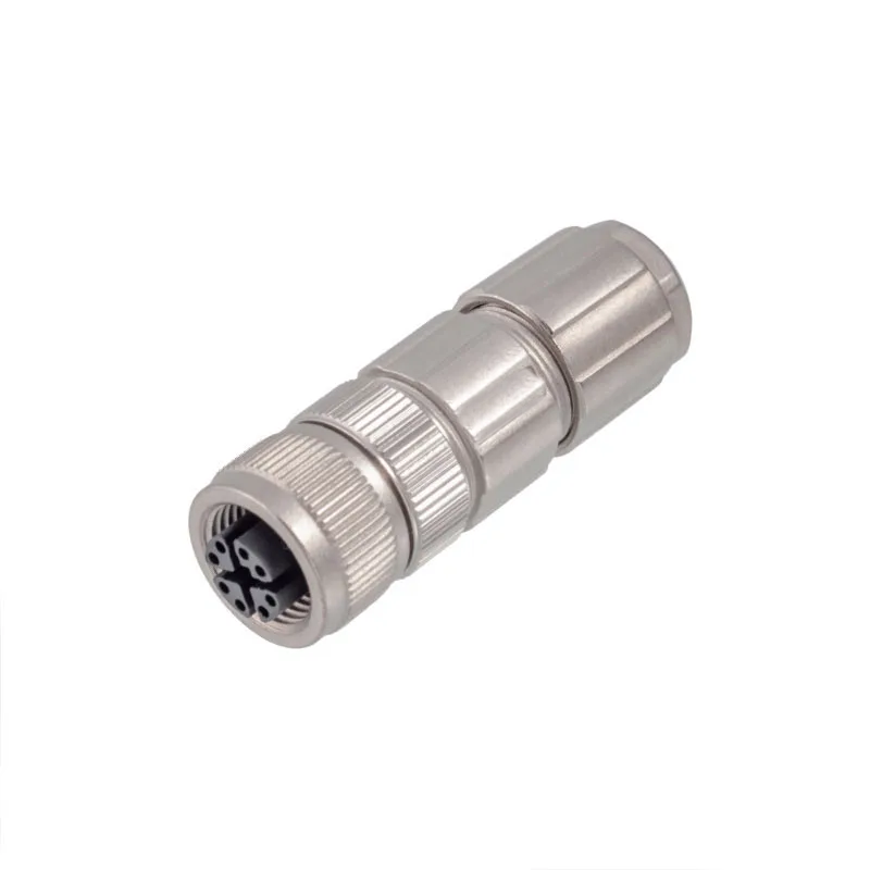 M12 8 Pin X Code Seyyar Dişi Metal Konnektör-M12P-X-8S