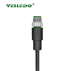 M12 12 Pin Erkek Düz 5 Mt. Kablolu Konnektör - Sensör Kablosu Velledq M12-M12T-5.0PVC/BK
