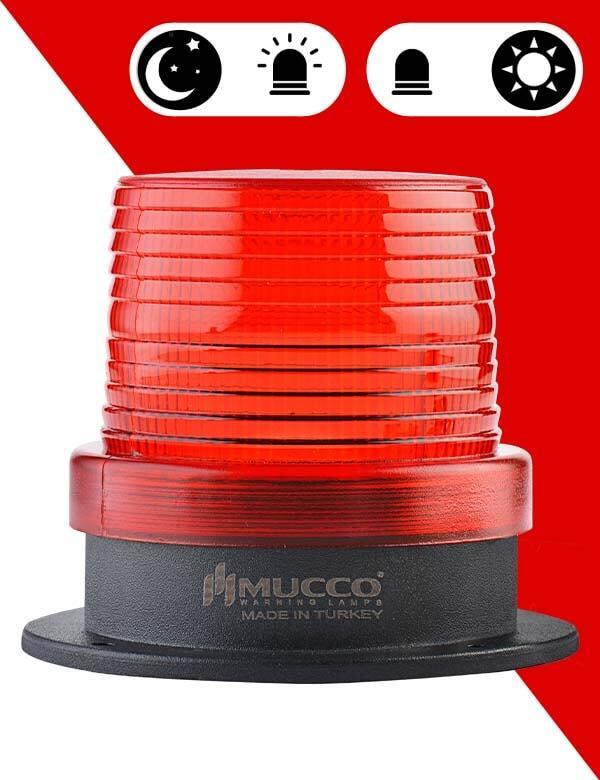 5 Mod Buzzer Sensörlü Tepe Lambası 12-24 AC/DC - SNT-915-B-ND Kırmızı