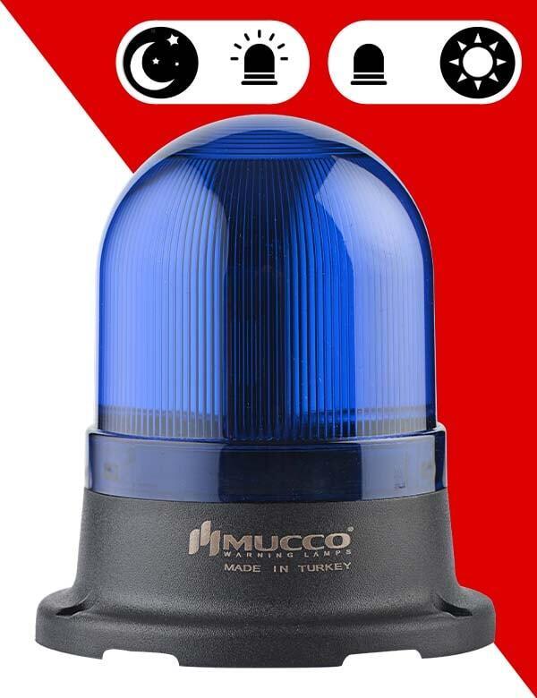 5 Mod Buzzer Sensörlü Tepe Lambası 85-260V AC/DC - SNT-925-B-ND Mavi