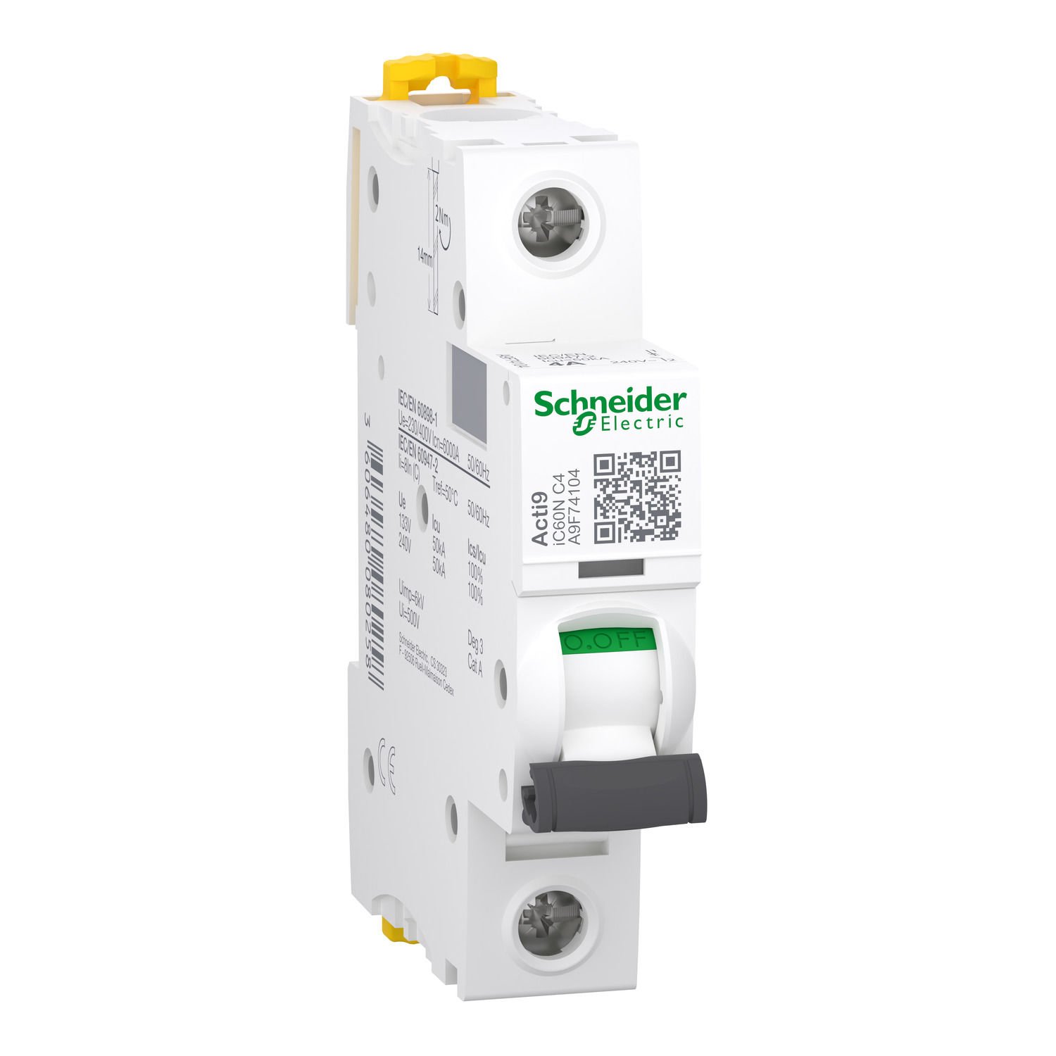 Schneider Electric A9F74104 Acti9 iC60N 1P 4A, 6kA C eğrisi Otomat