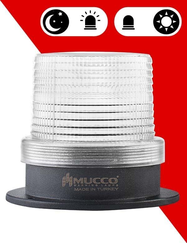 5 Mod Buzzer Sensörlü Tepe Lambası 85-260V AC/DC - SNT-125-B-ND Beyaz