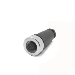 M12-F12T - M12 12 Pin Dişi Düz Konnektör - Velledq
