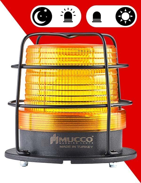 5 Mod Sensörlü Kafesli Tepe Lambası 12-24 AC/DC - SNT-115-ND-KFS Sarı